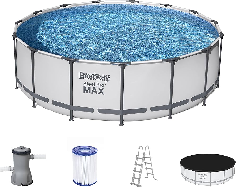 Bestway Steel Pro Max 457/122სმ , კიბით, ტენტით და კარტრიჯული ფილტრით (5618W)