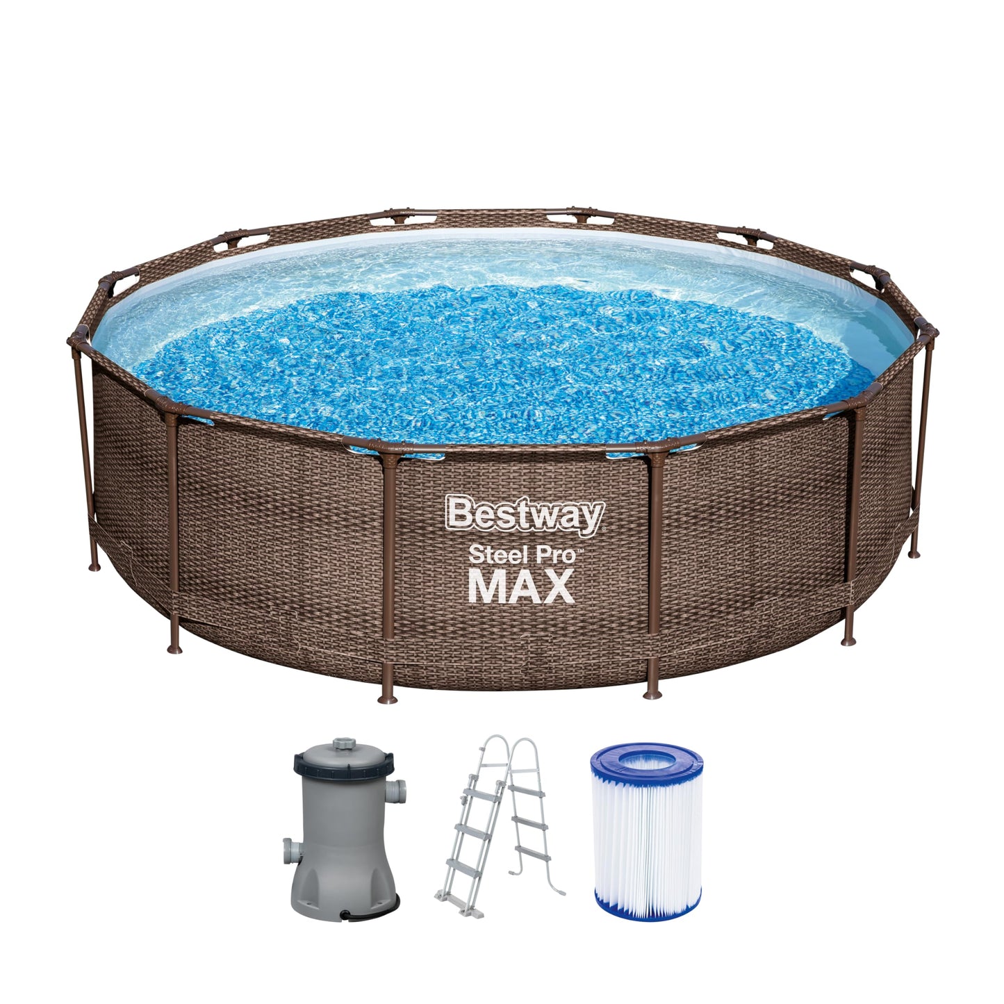 Bestway Steel Pro Max Brown 366/100 სმ კიბით და კარტრიჯული ფილტრით (56709)